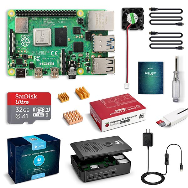 MarsKit Raspberry Pi 4 Model B Starter Kit (8GB RAM) / High-Gloss  Transparent Case with Low Noise Bearing System Fan and Set of Heat  Sinks/Raspberry