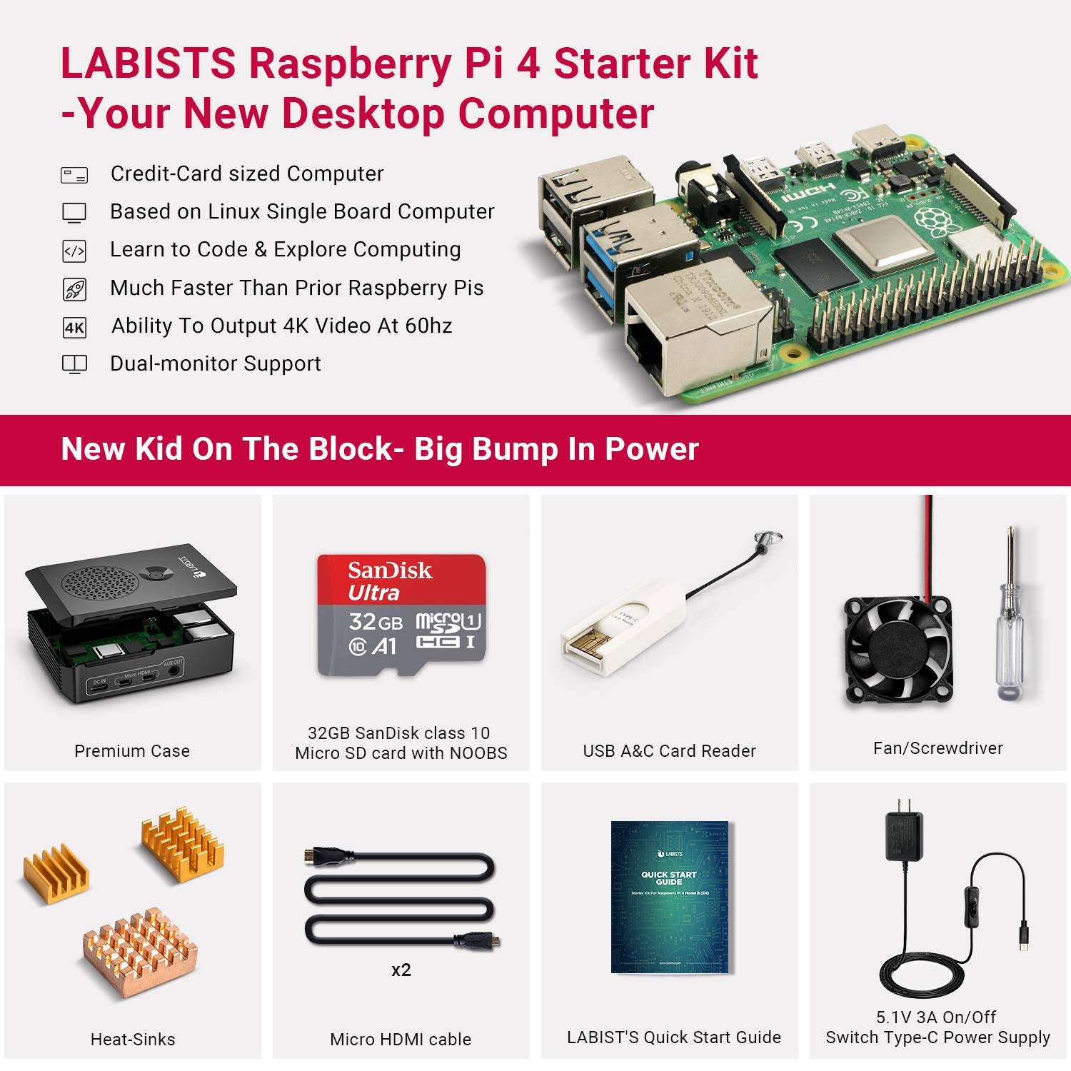 Plusivo Pi 4 Super Starter Kit with Raspberry Pi 4 with 2 GB of