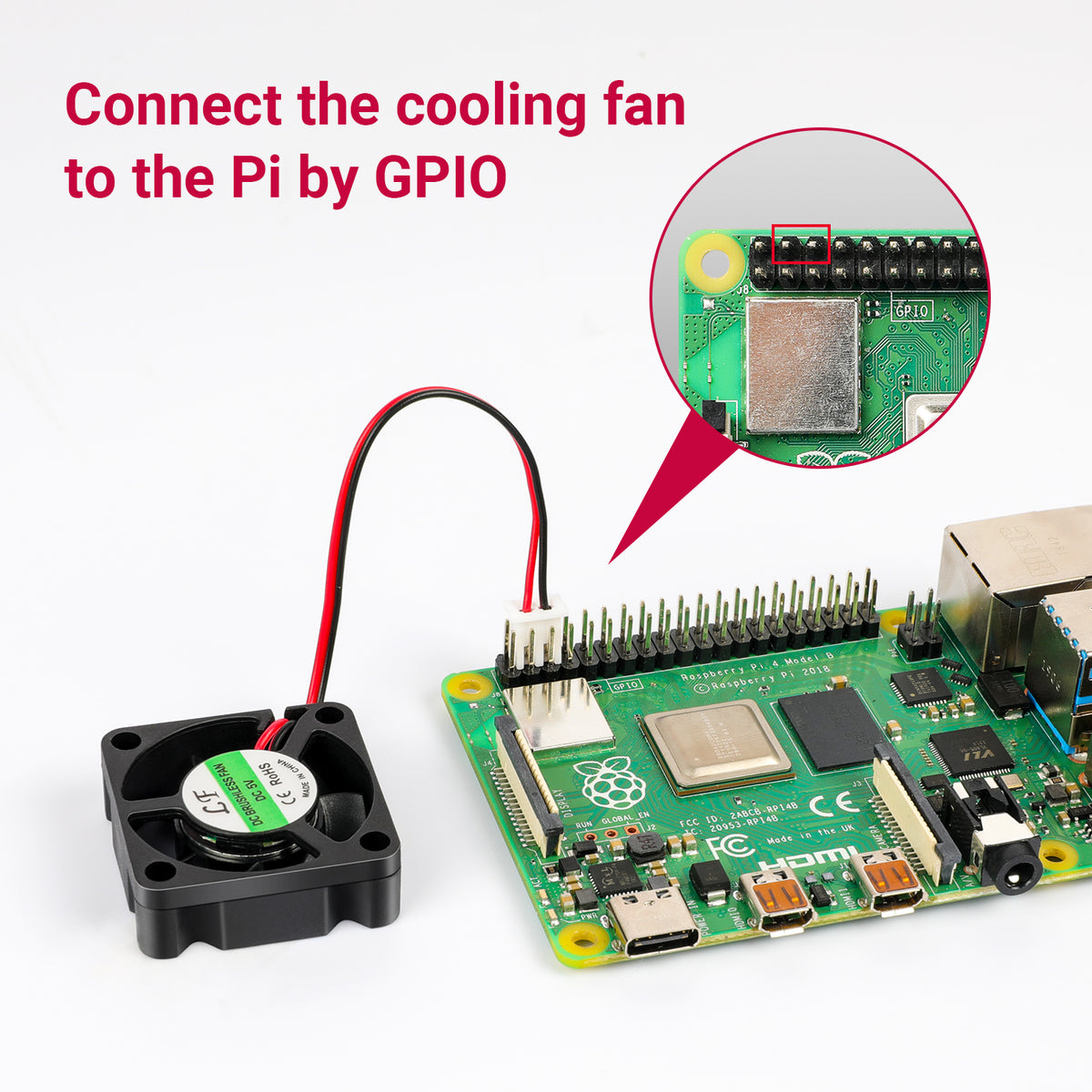 Connect the cooling fan to the Pi by GPIO