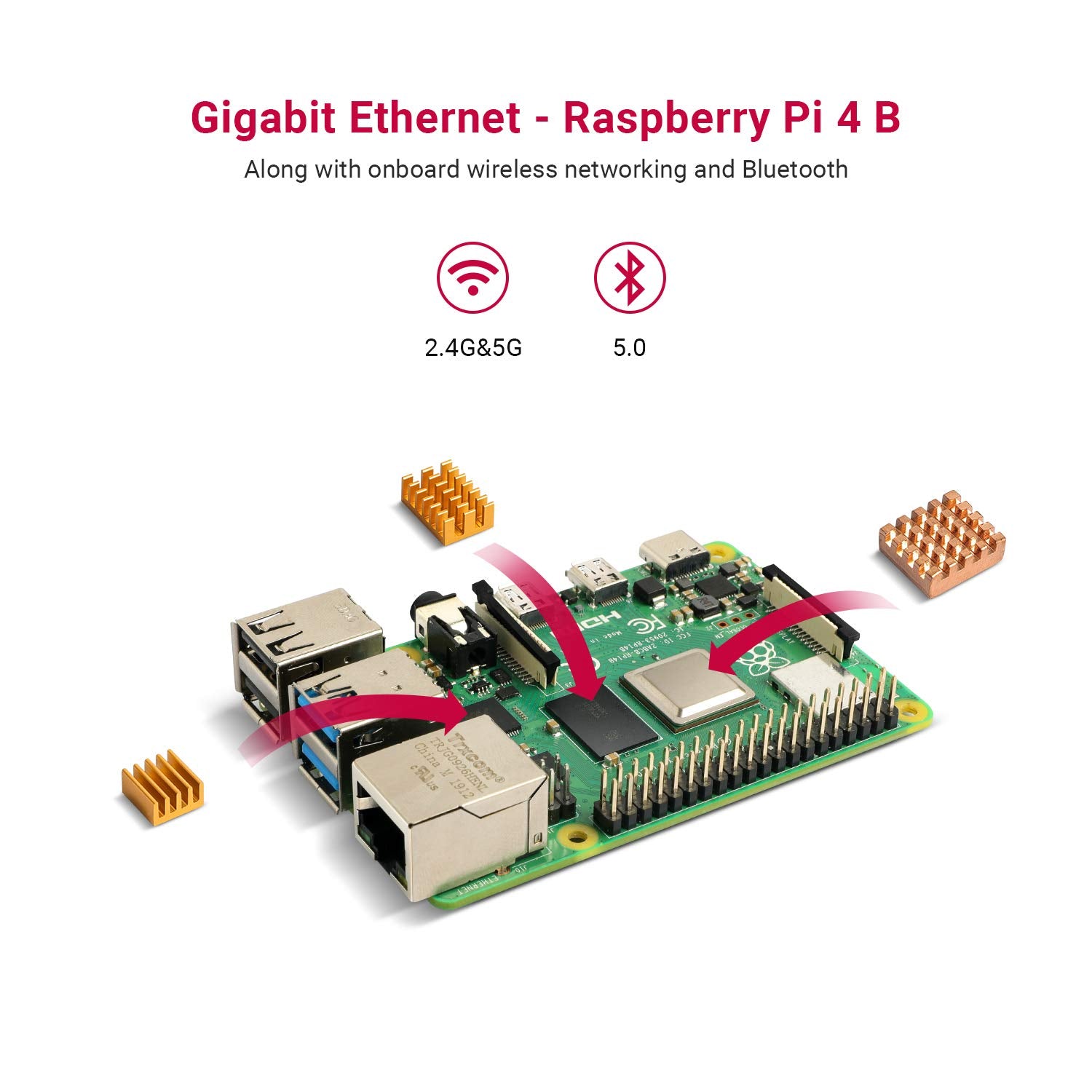 Raspberry Pi 4 4GB RAM Board + 64GB Micro SD Card Complete Starter