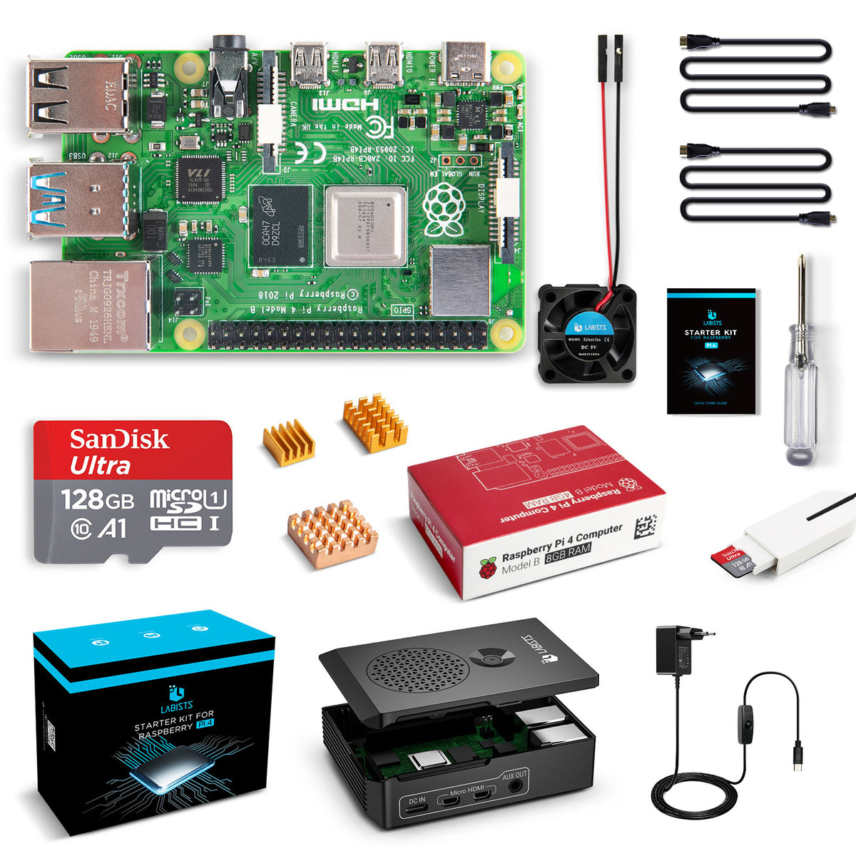 Newest Raspberry Pi 4 Model B 8GB RAM Starter Kit with 128GB Micro SD Card